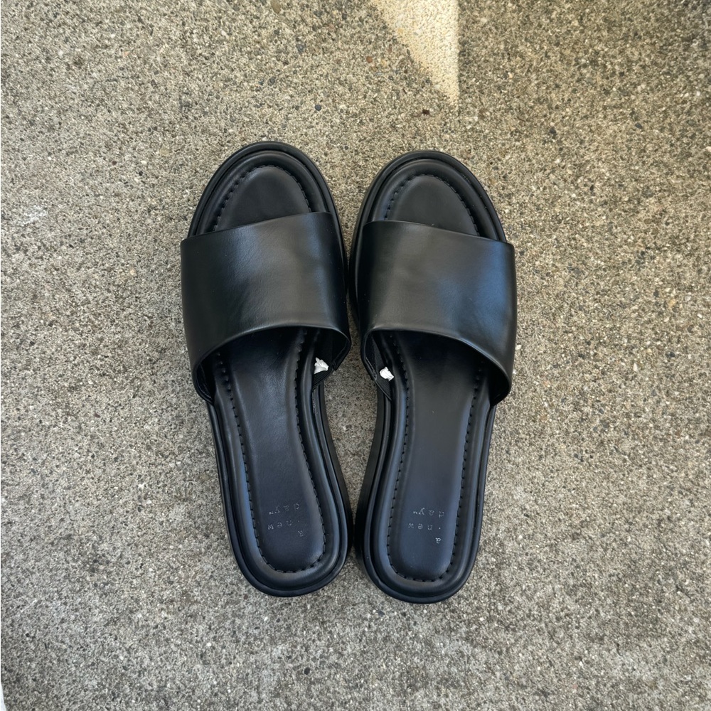 Black Leather Platform Sandals